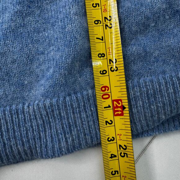Talbots Pure Cashmere Sweater Womens M Light Blue Knit Round Neck Button Sleeve - Picture 6 of 6